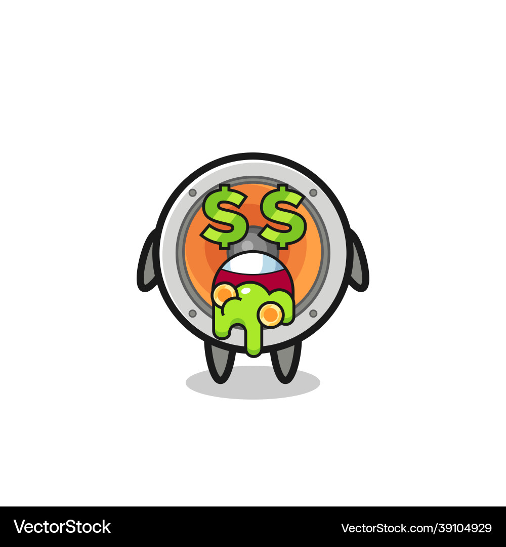 Loudspeaker character with an expression of crazy Loudspeaker character with an expression of crazy Vector Image