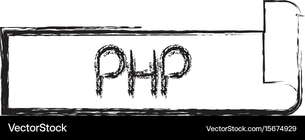 Monochrome blurred silhouette label text of php Vector Image