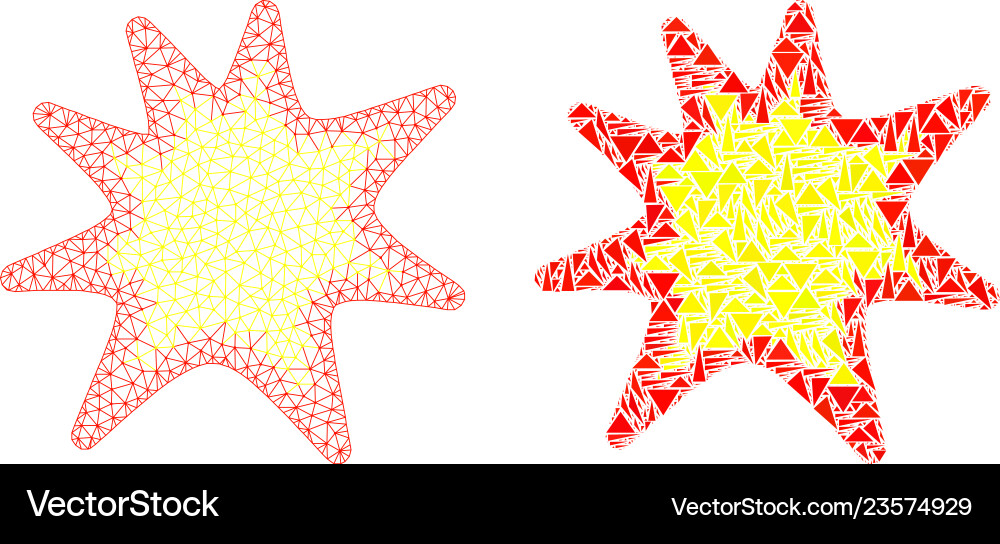Polygonal network mesh exploding boom and mosaic Polygonal network mesh exploding boom and mosaic Vector Image