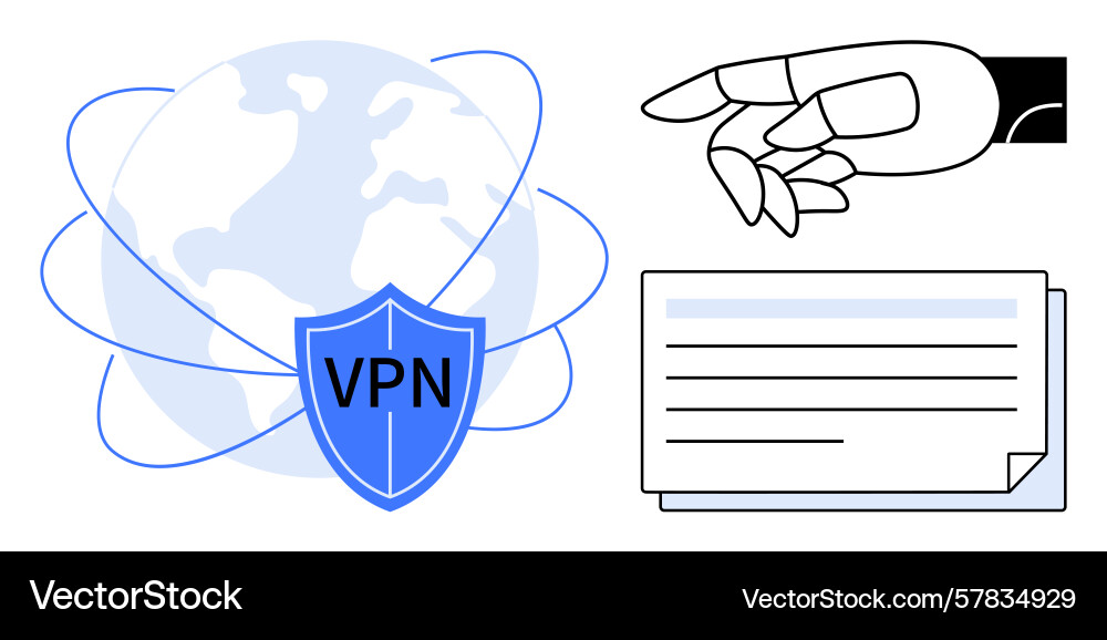 Secure internet concept with vpn shield robot vector image
