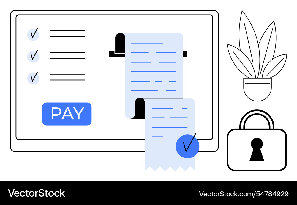 Secure online payment process with checklist Secure online payment process with checklist vector image