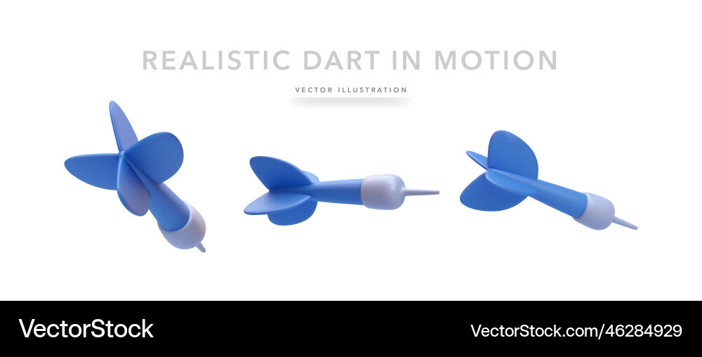 Set of 3d realistic blue darts isolated on white Set of 3d realistic blue darts isolated on white vector image