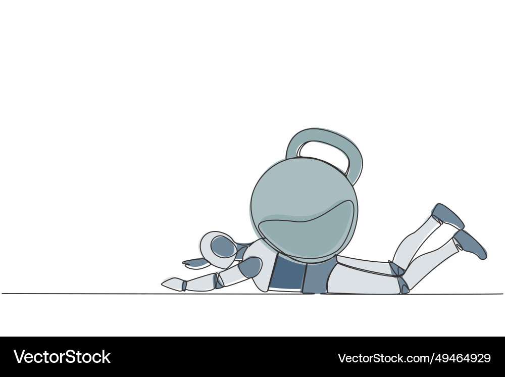 Single continuous line drawing stressed robot Single continuous line drawing stressed robot vector image