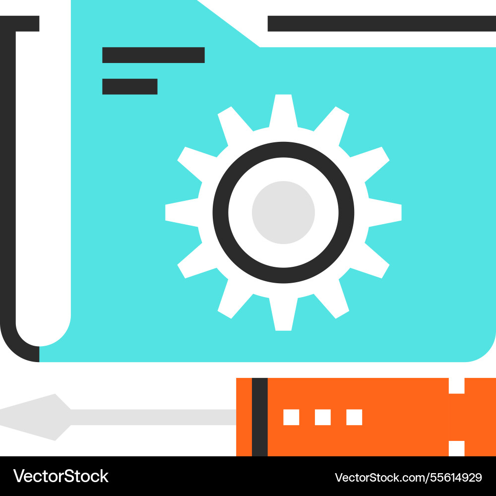 Tech service flat line web icon concept Tech service flat line web icon concept Vector Image