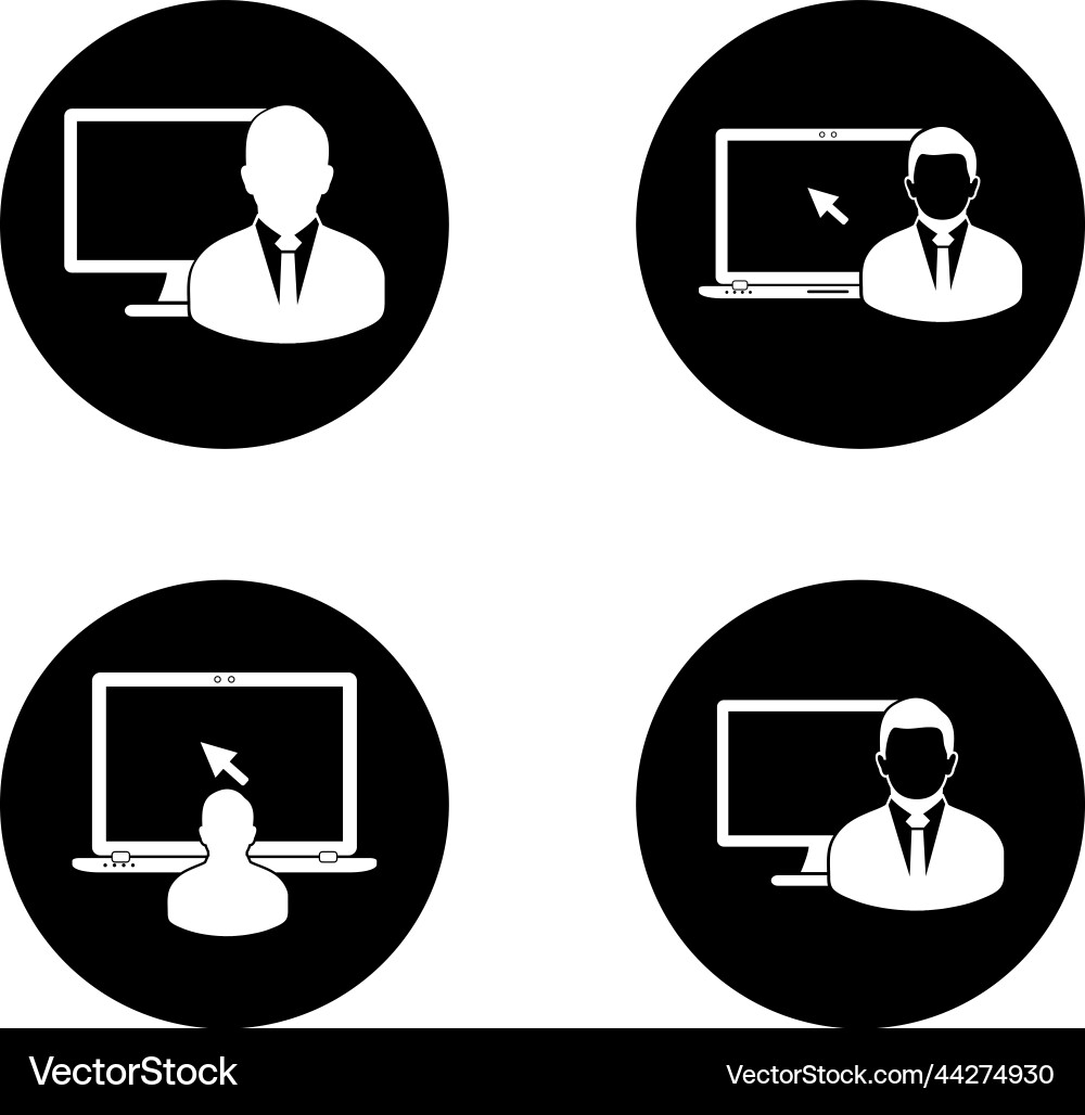 Computer user icon set rounded button style eps vector image