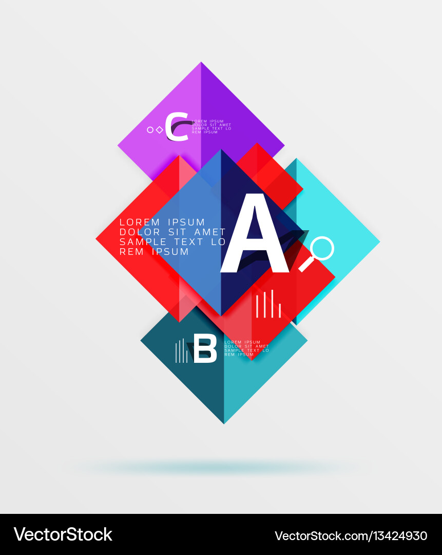 Glossy squares with text abstract geometric vector image