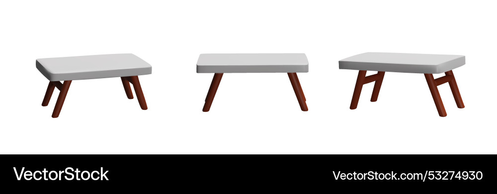 Isolated 3d kitchen table with different views vector image
