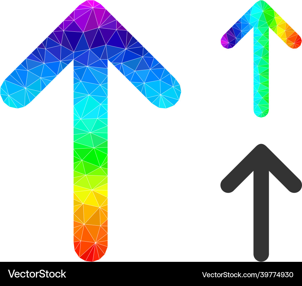 Lowpoly arrow up icon with spectrum vector image