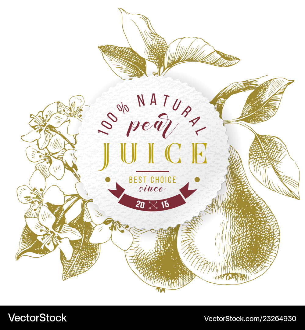 Pear Juice Branch Sketch Vector Image