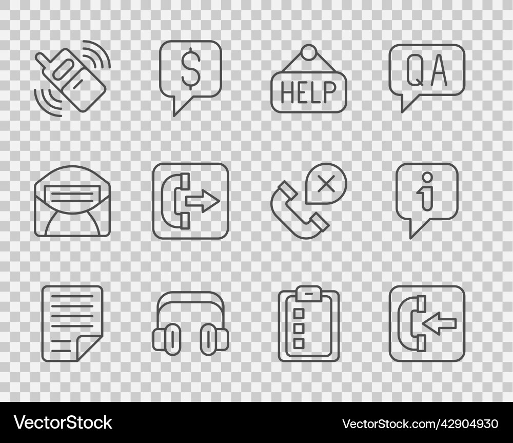 Set line file document incoming call phone Set line file document incoming call phone vector image