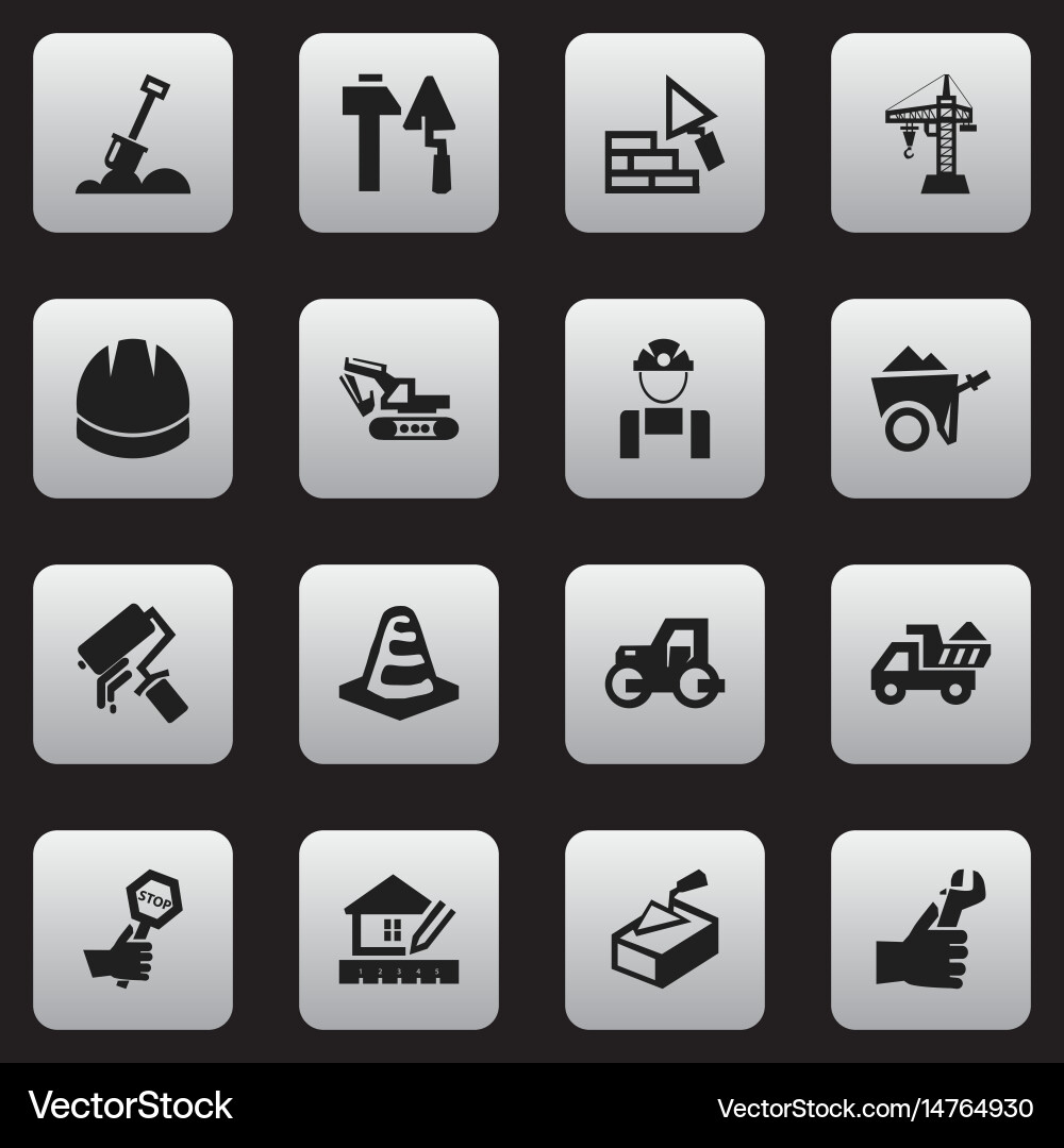 Set of 16 editable structure icons includes vector image