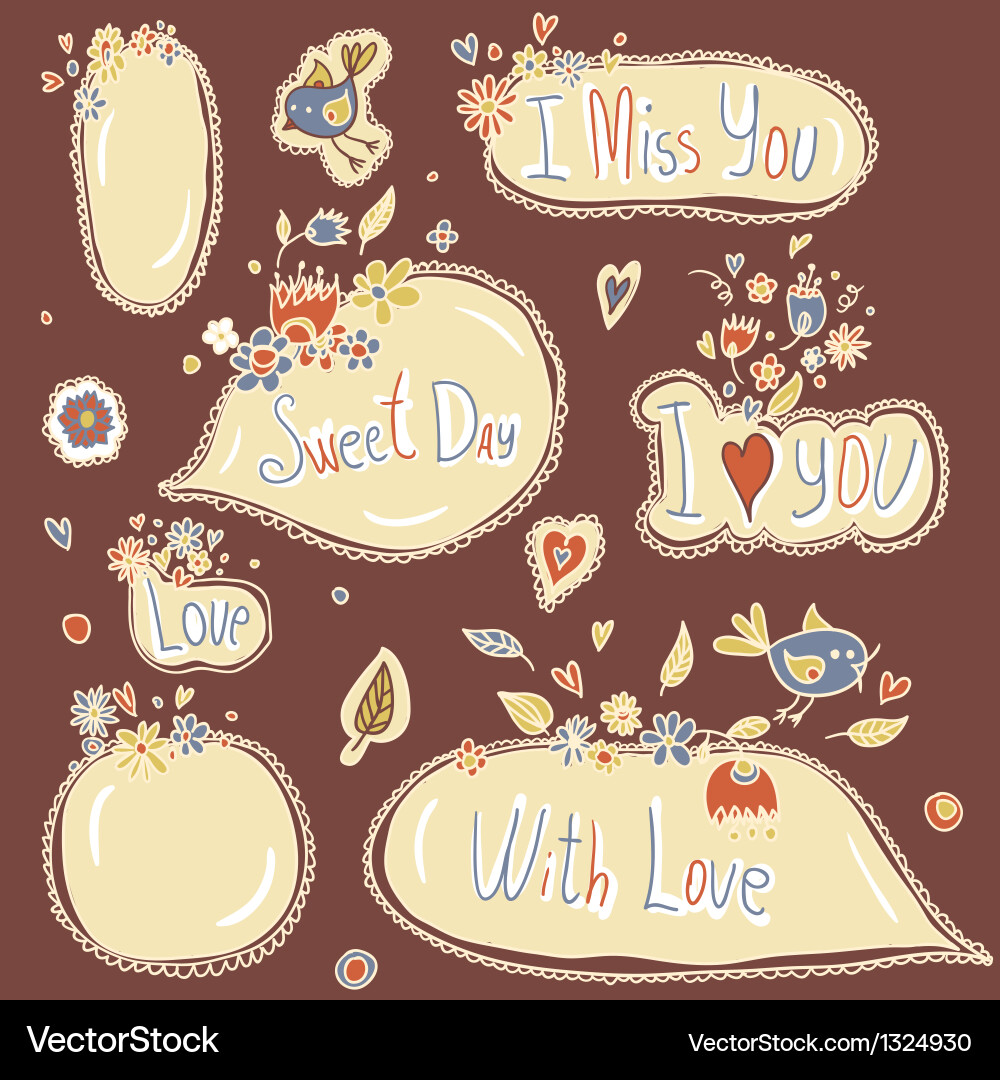 Set of speech and thought blobs scrapbook design vector image