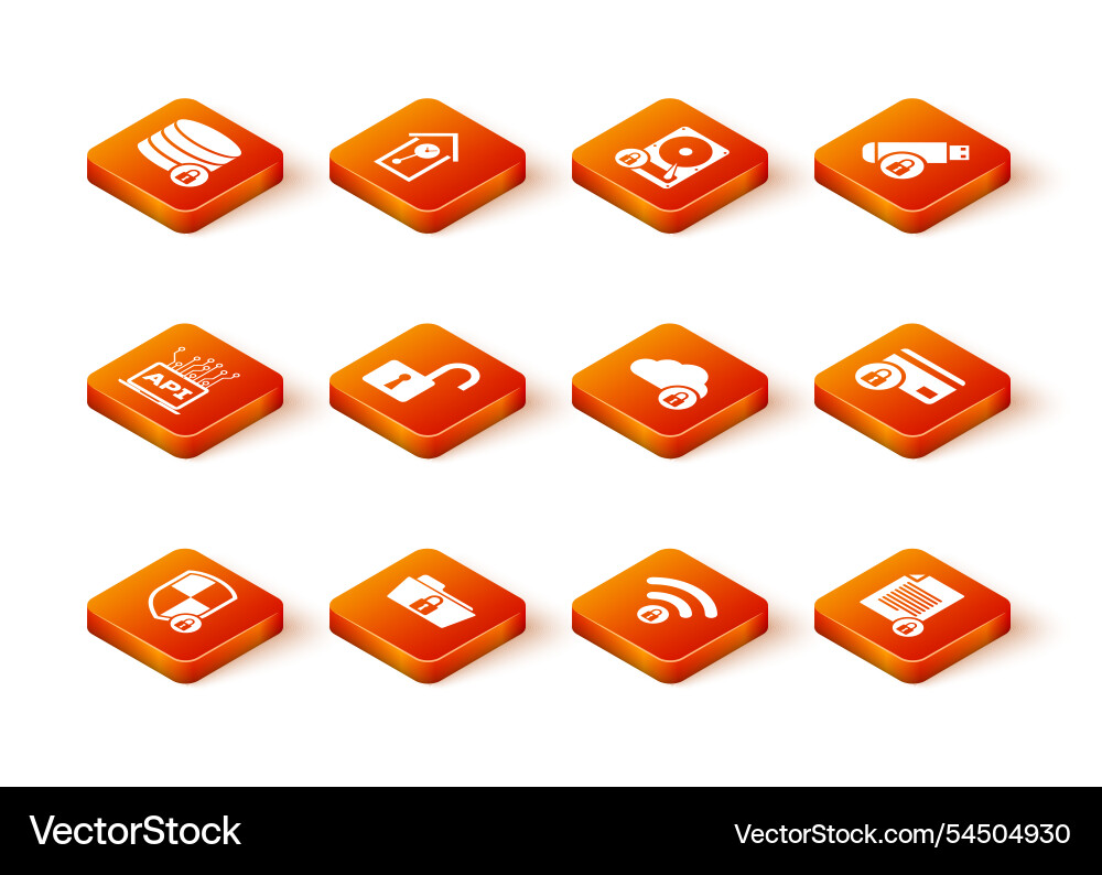 Set shield security with lock folder and computer Vector Image