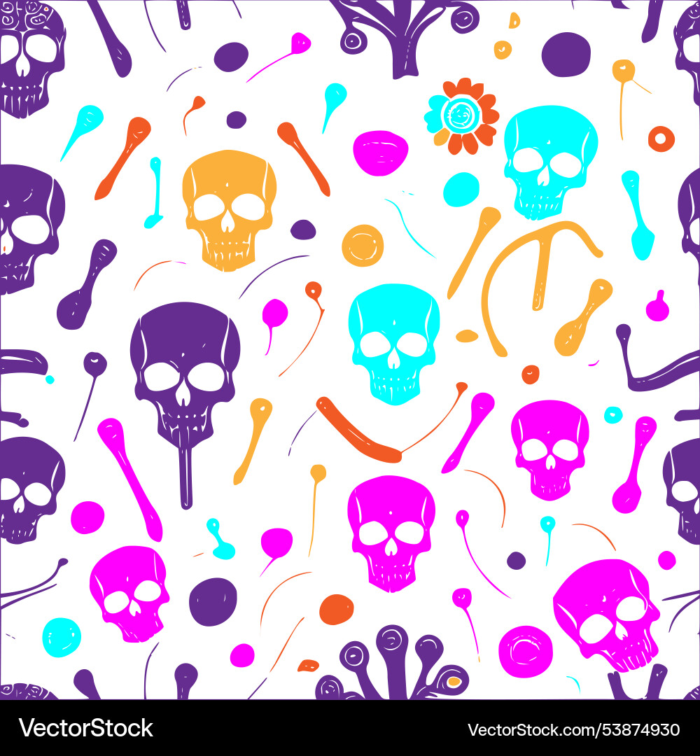 Skeletons calacas abstract pattern Skeletons calacas abstract pattern Vector Image