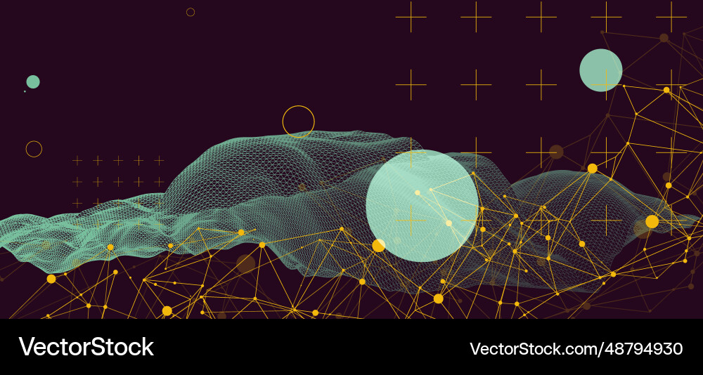 Wireframe background with plexus effect vector image