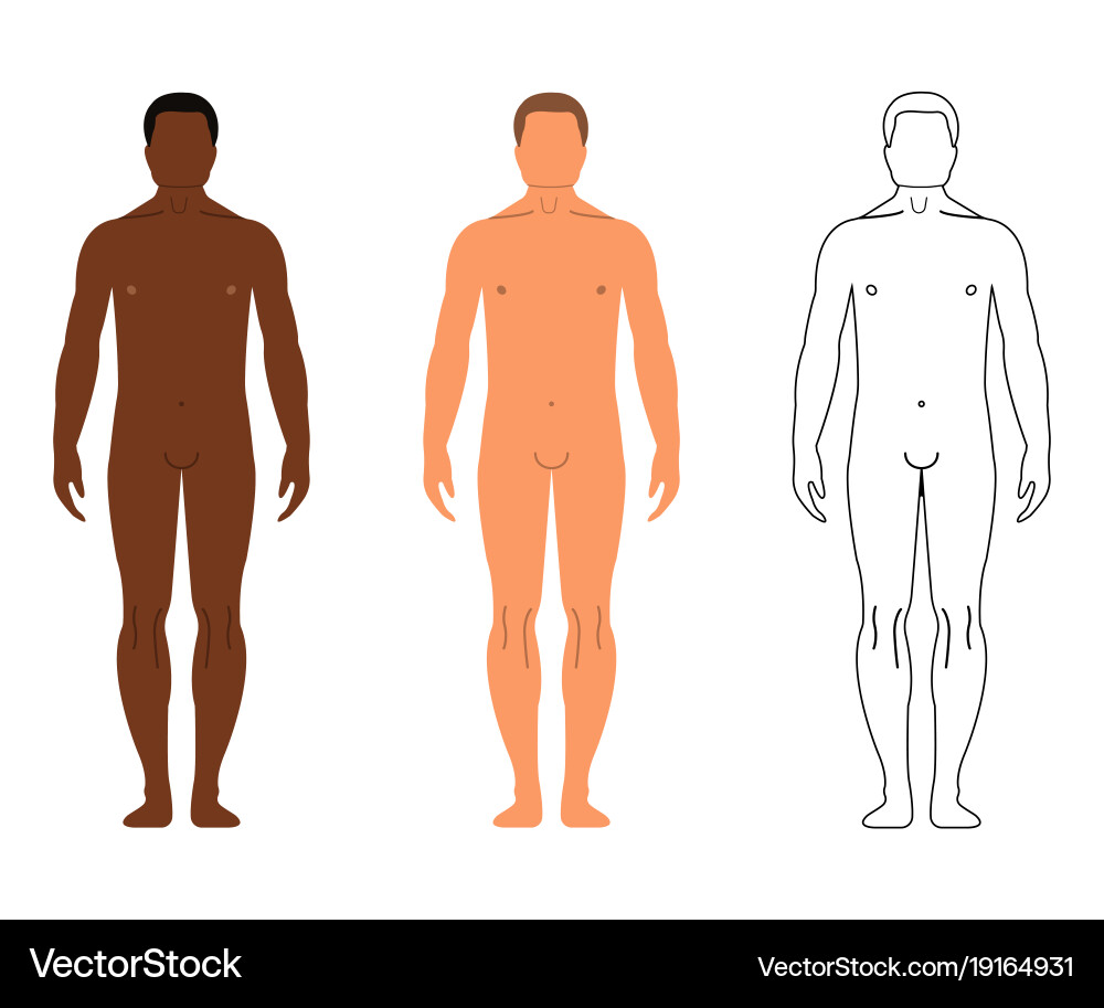 African and european men cartoon outline style Vector Image