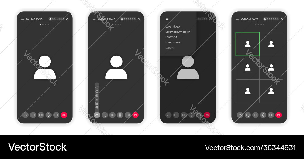 Call mobile four screen template on window browser Call mobile four screen template on window browser vector image