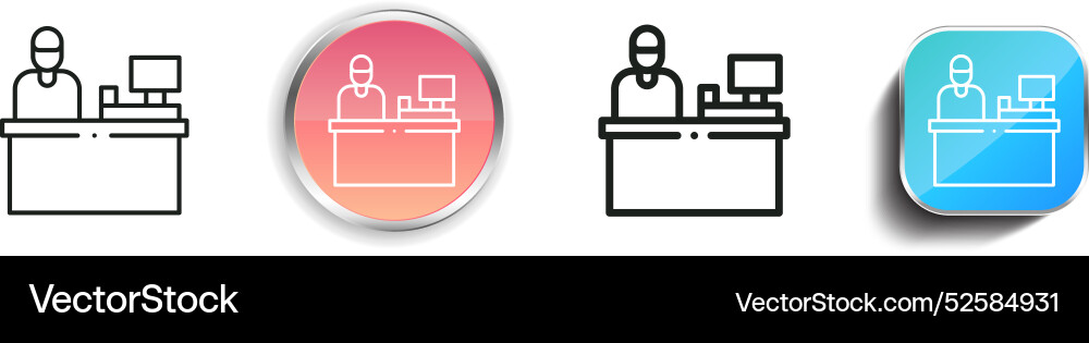 Cashier icon thin linear regular and button style vector image