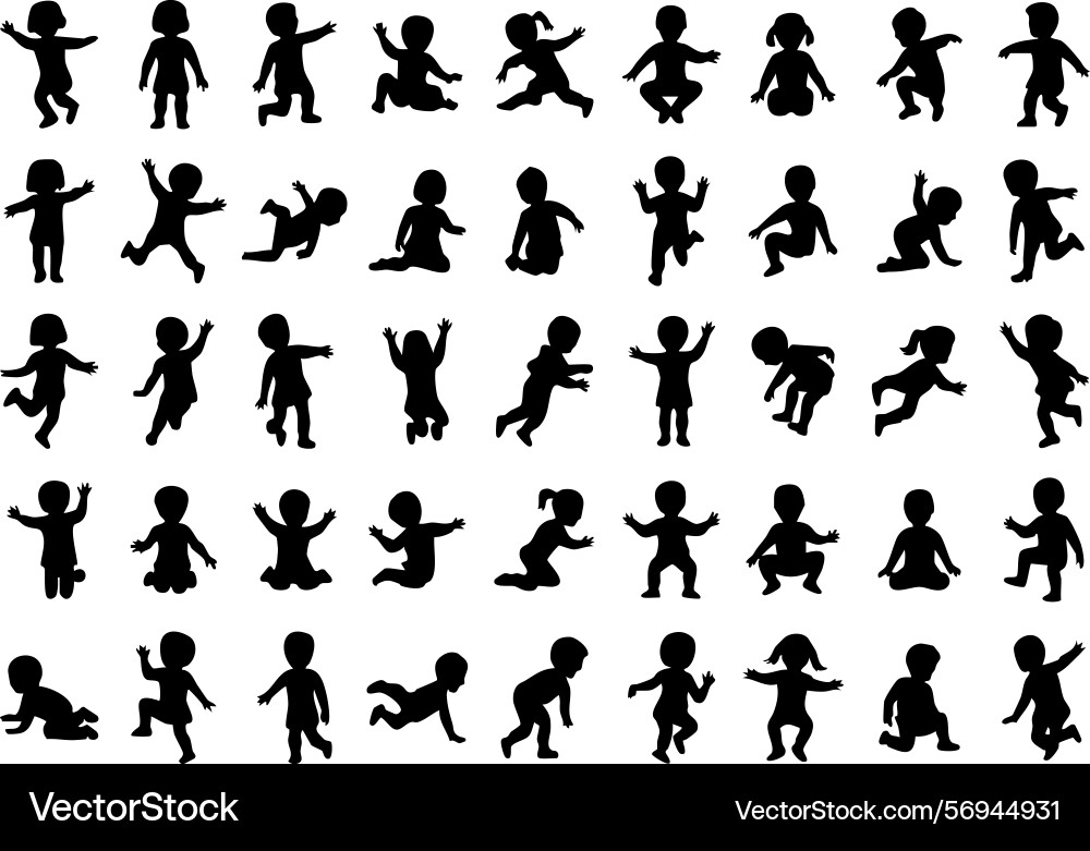 Collection of playful children in various poses Collection of playful children in various poses Vector Image