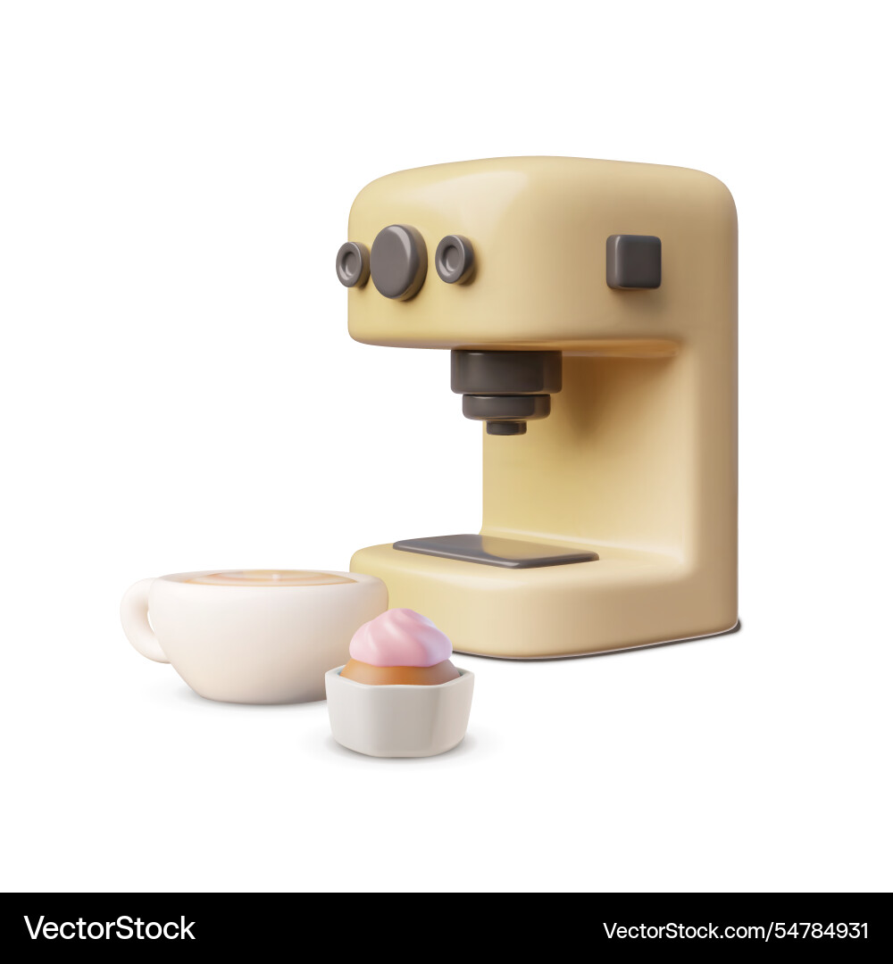 Design of a 3d coffee machine with fresh Vector Image