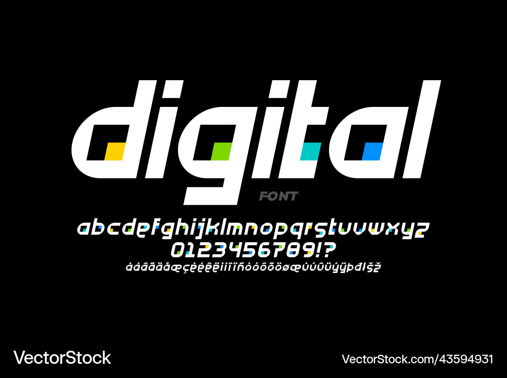 Digital Font Collection - Tech Style vector image