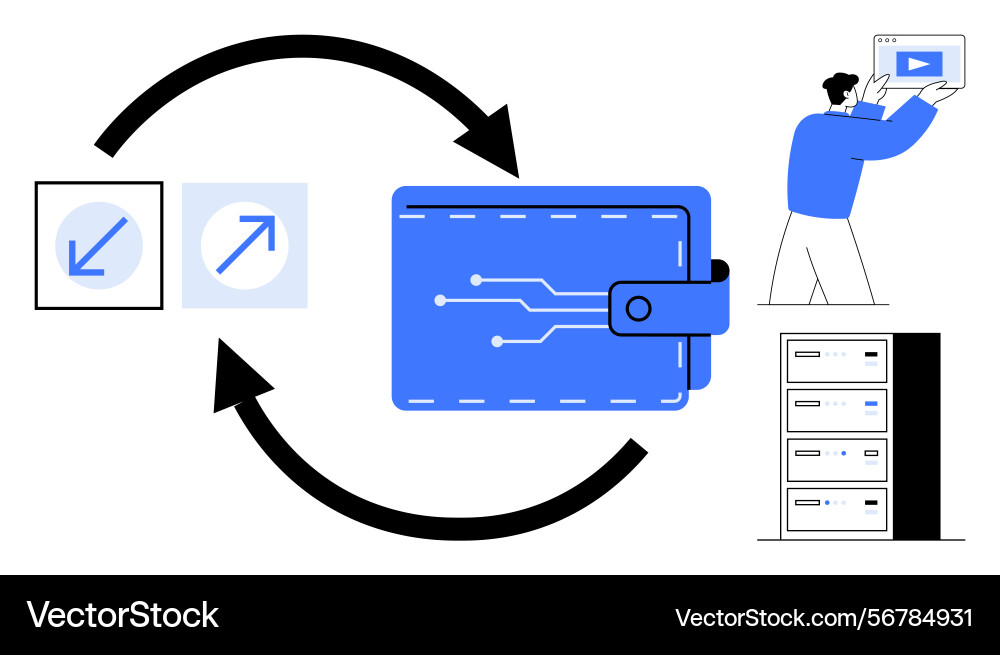 Digital wallet integration with server storage Digital wallet integration with server storage vector image