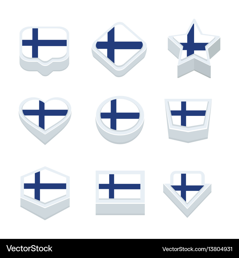 Finland flags icons and button set nine styles Vector Image