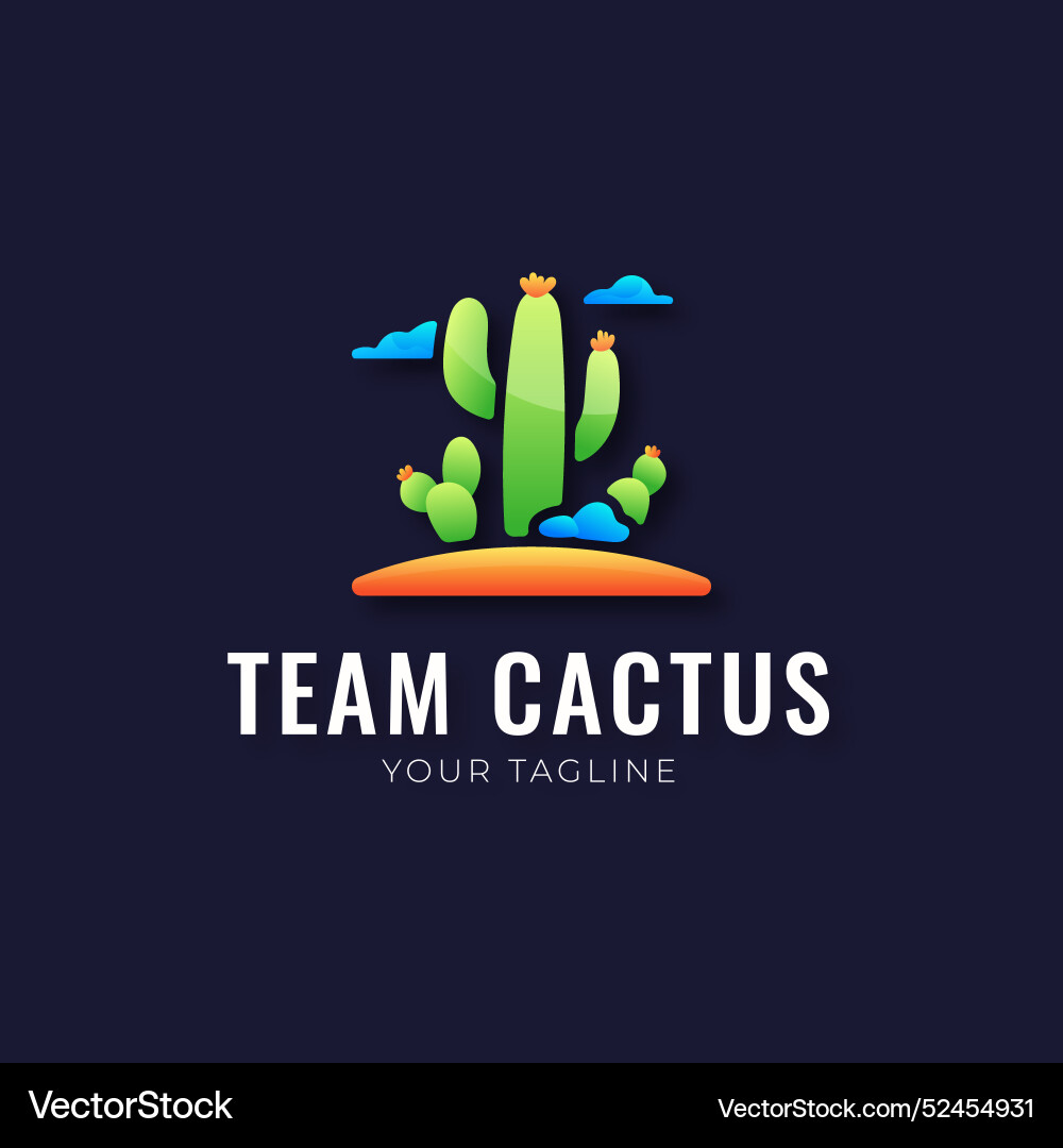 Gradient cactus logo template Royalty Free Vector Image