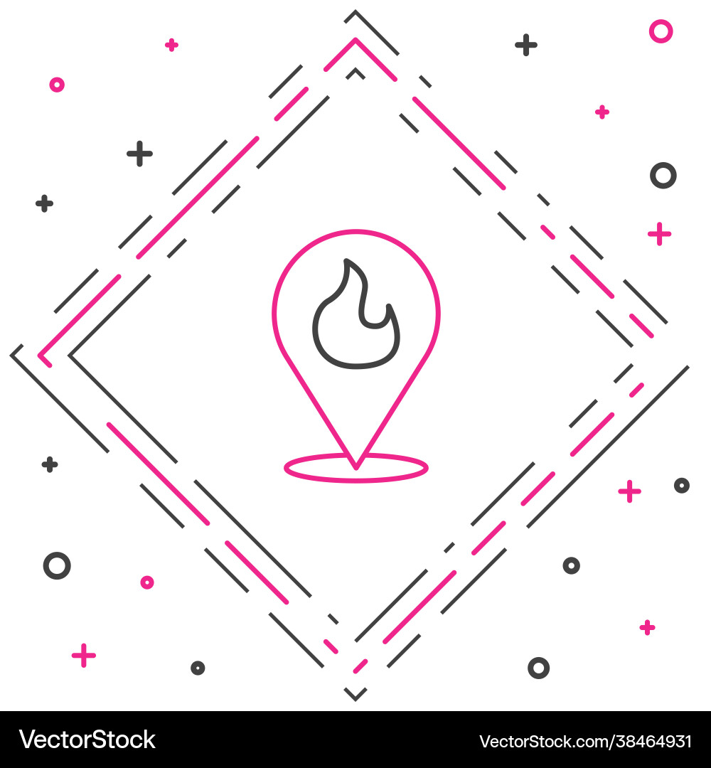Line map pointer with fire flame icon isolated Line map pointer with fire flame icon isolated Vector Image
