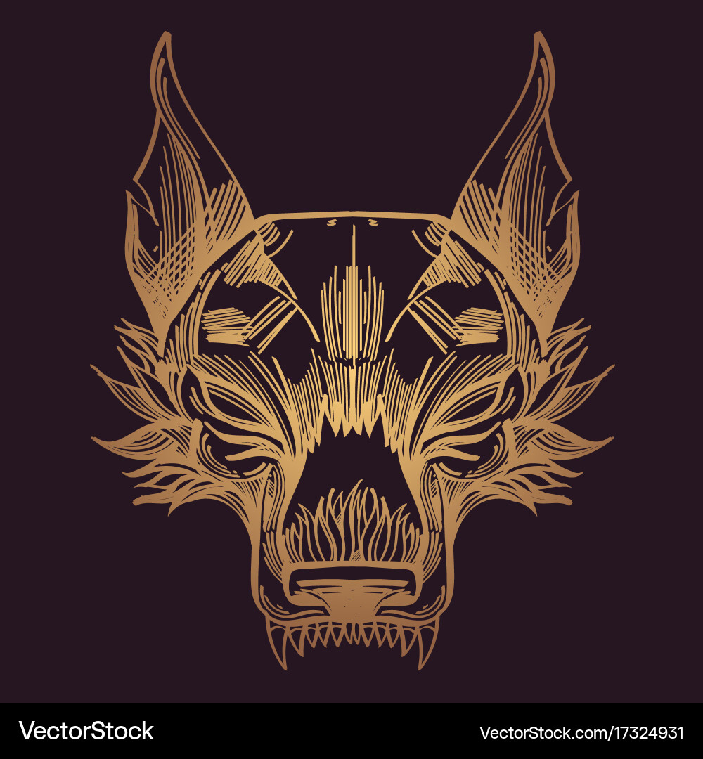 Muzzle of a wolf is an for creating sketches vector image