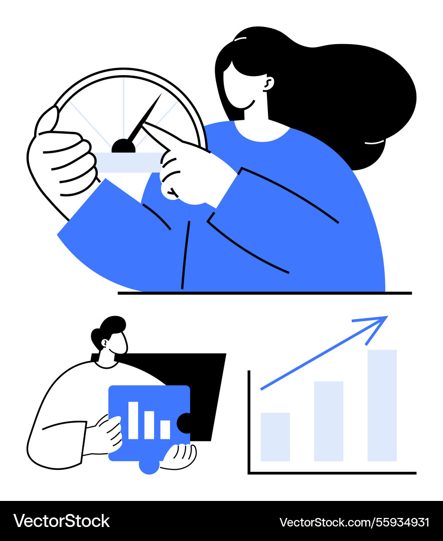 Person accelerating performance with speedometer Vector Image