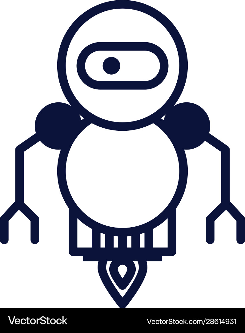 Robot floating cyborg isolated icon Robot floating cyborg isolated icon Vector Image