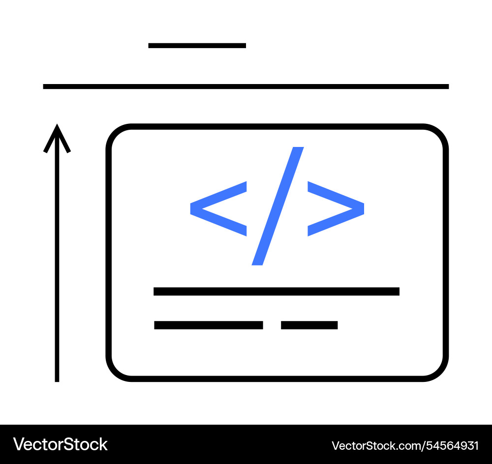 Simplified code symbol with arrows highlighting Simplified code symbol with arrows highlighting vector image