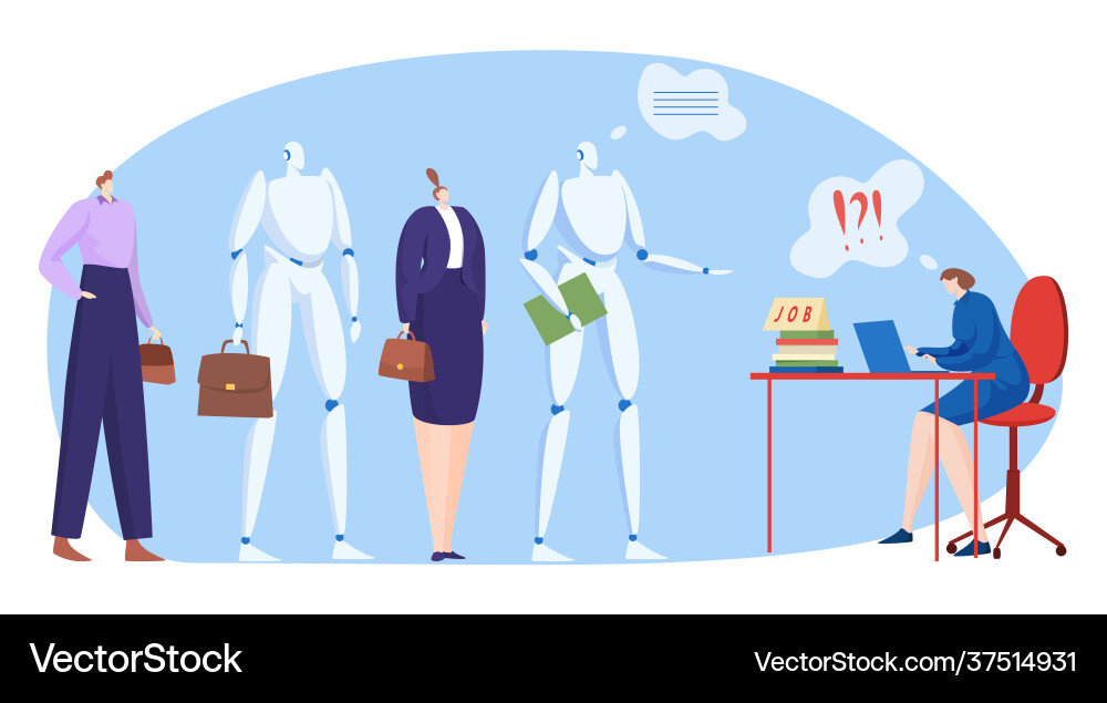 Stand line queue standing artificial intelligence Stand line queue standing artificial intelligence vector image