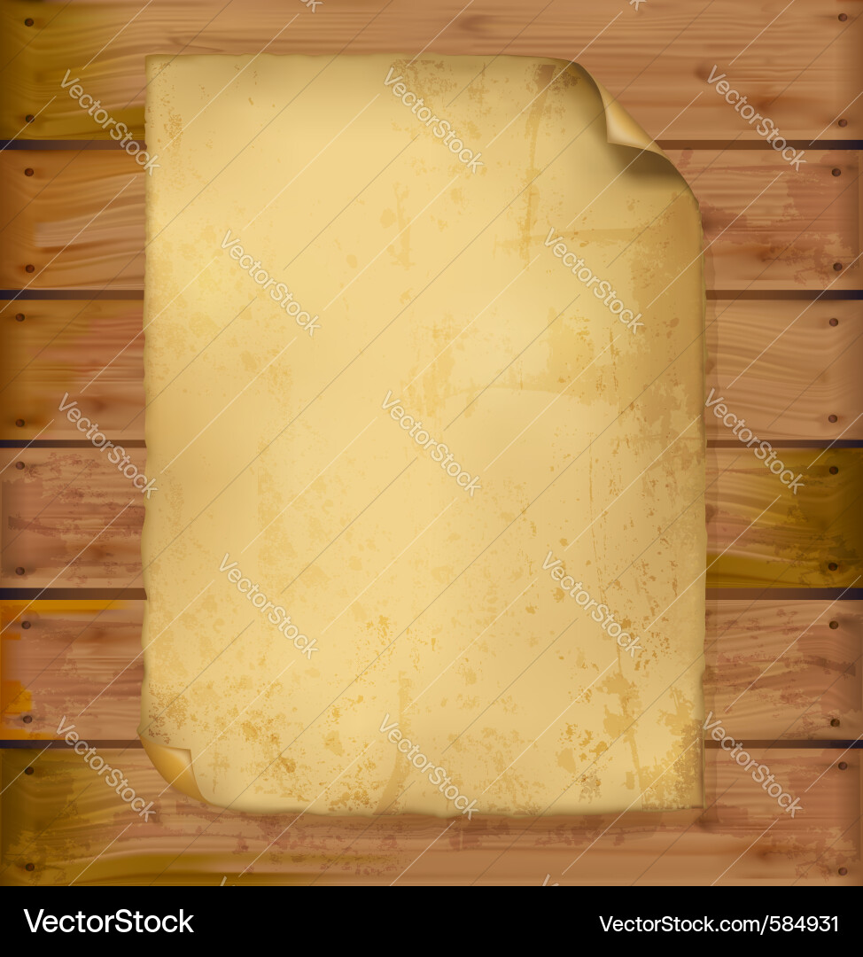 Vintage Paper on Wooden Wall Vector Image