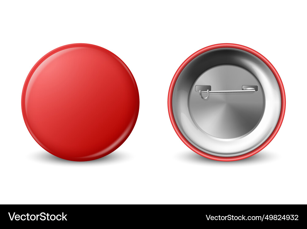 3d realistic blank red round button badge Vector Image