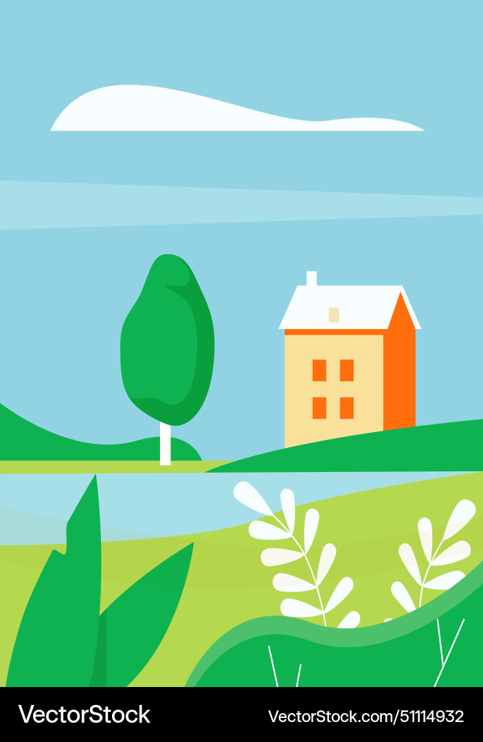 Abstract minimal summer or spring landscape Vector Image