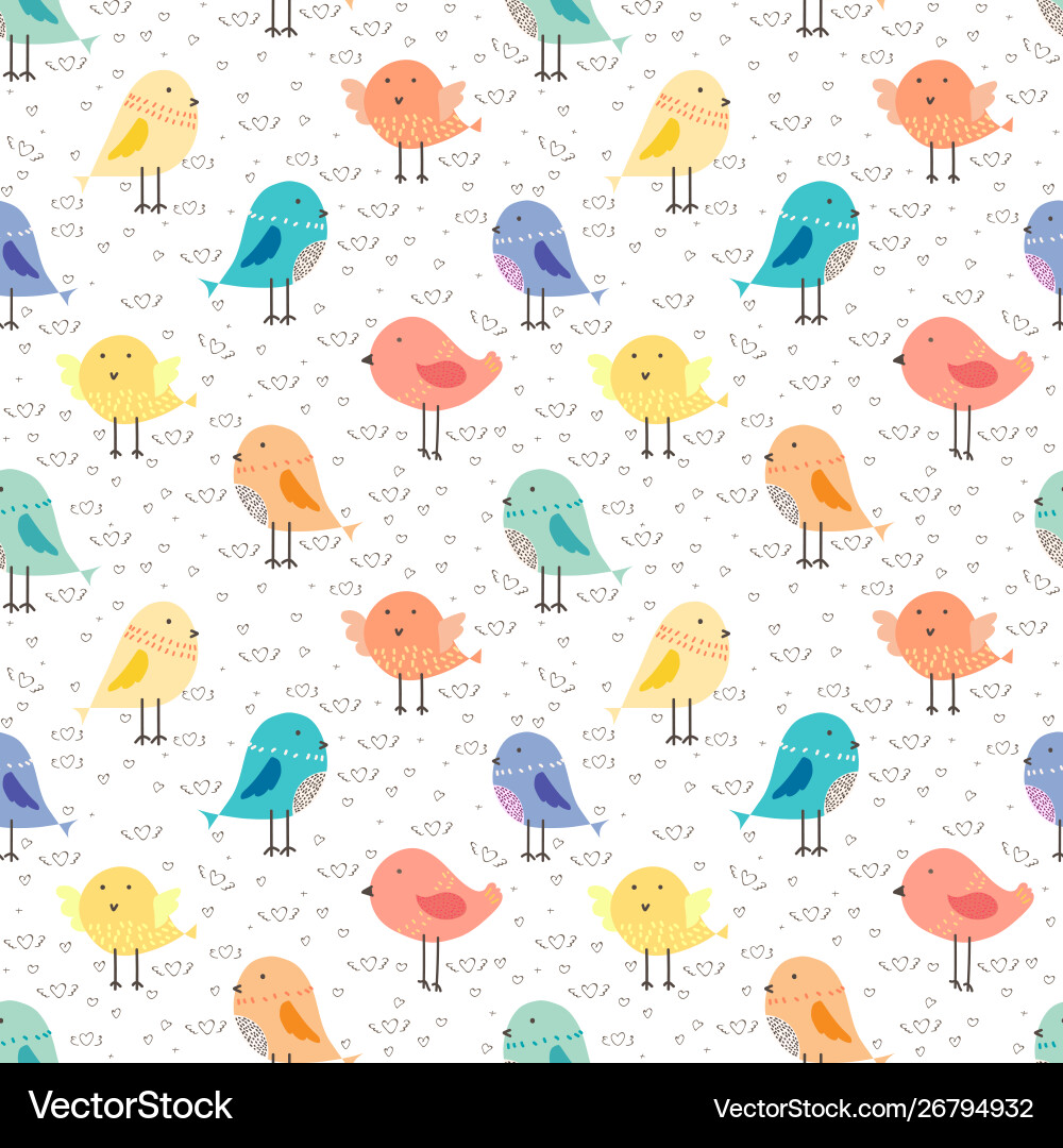 Cheerful Bird Pattern Vector Image
