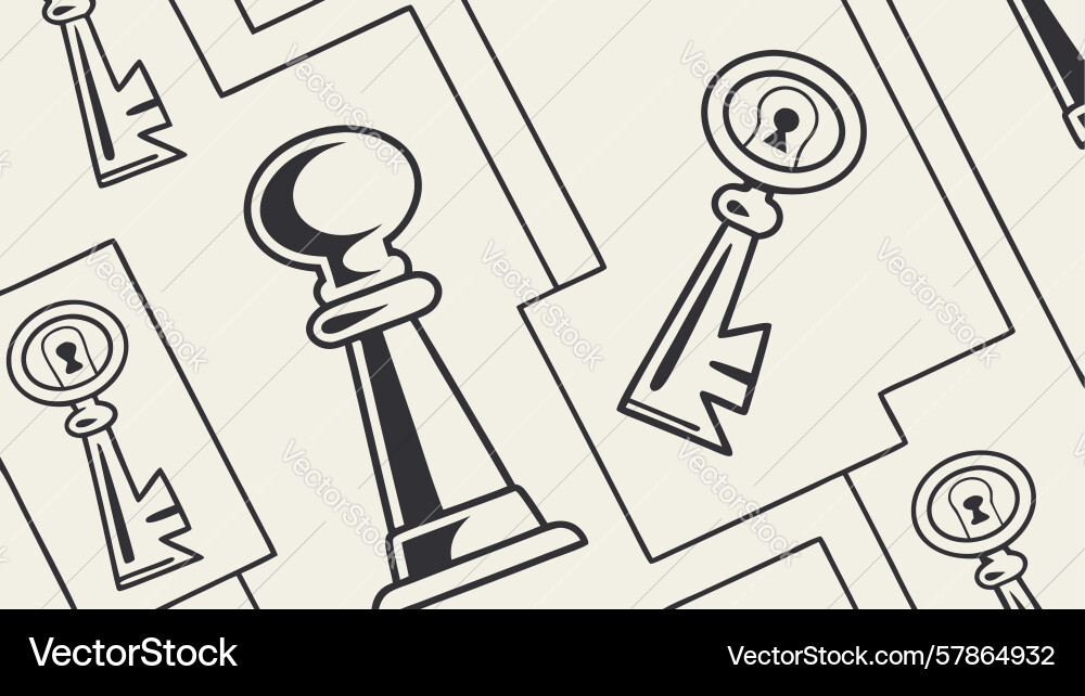 Chess piece and skeleton key pattern design Vector Image