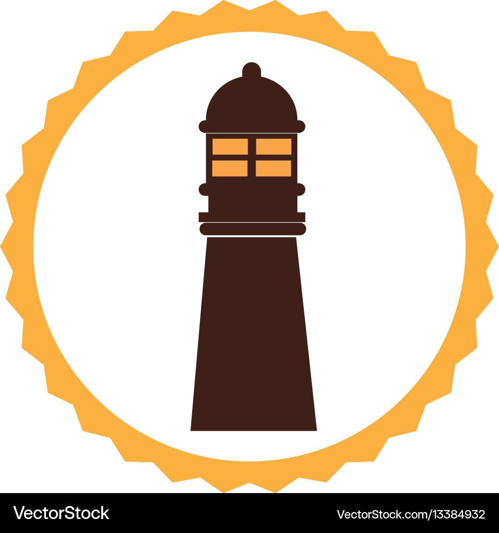 Circular frame with tower of lighthouse Vector Image