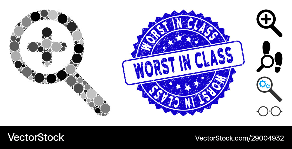 Collage zoom in icon with textured worst class Collage zoom in icon with textured worst class vector image
