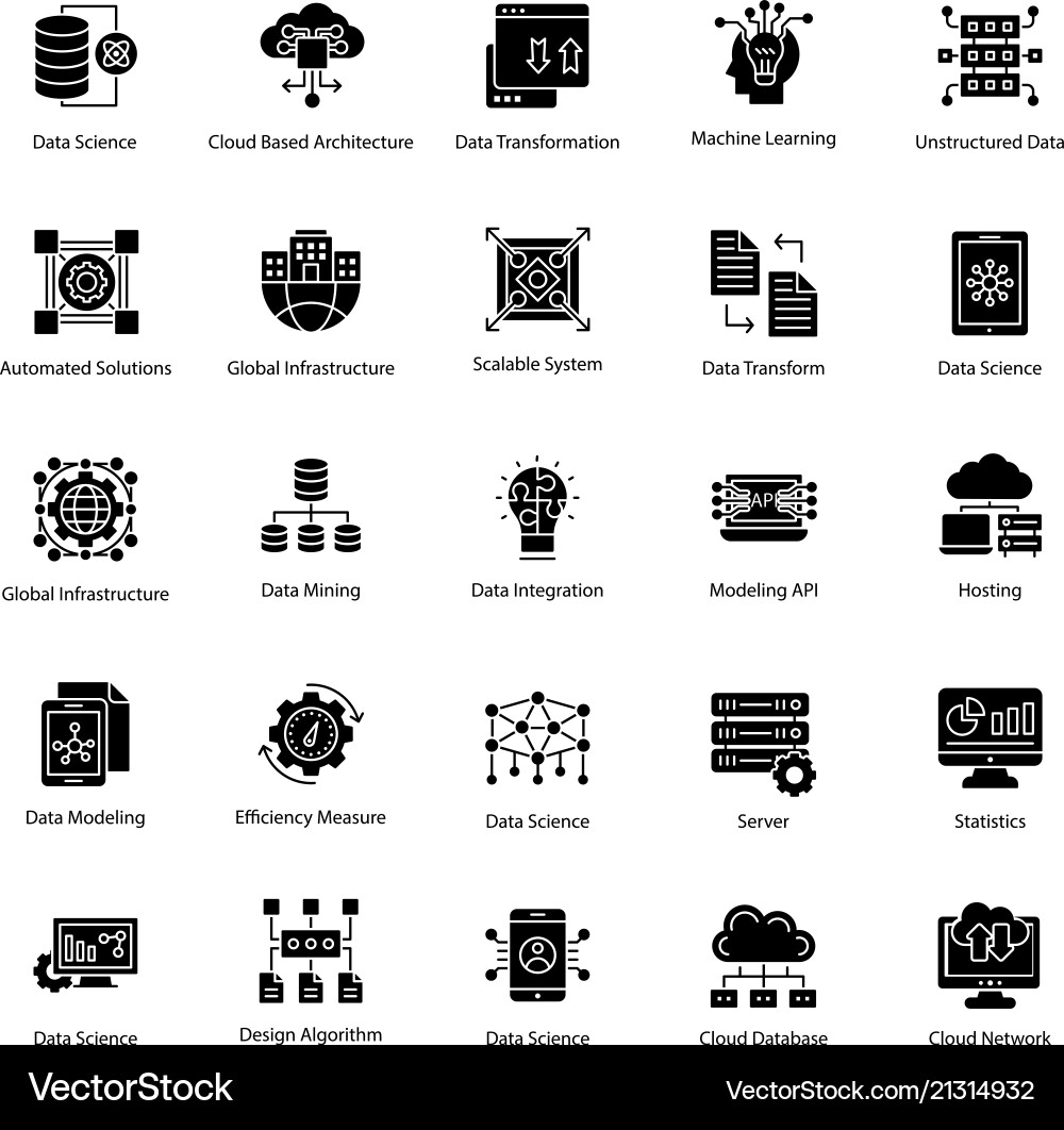 Data Science Icon Set vector image