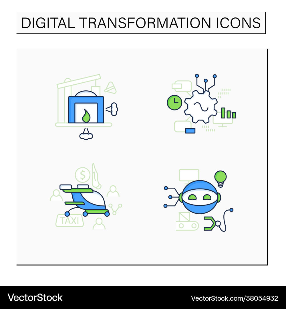 Digital transformation color icons set Digital transformation color icons set vector image