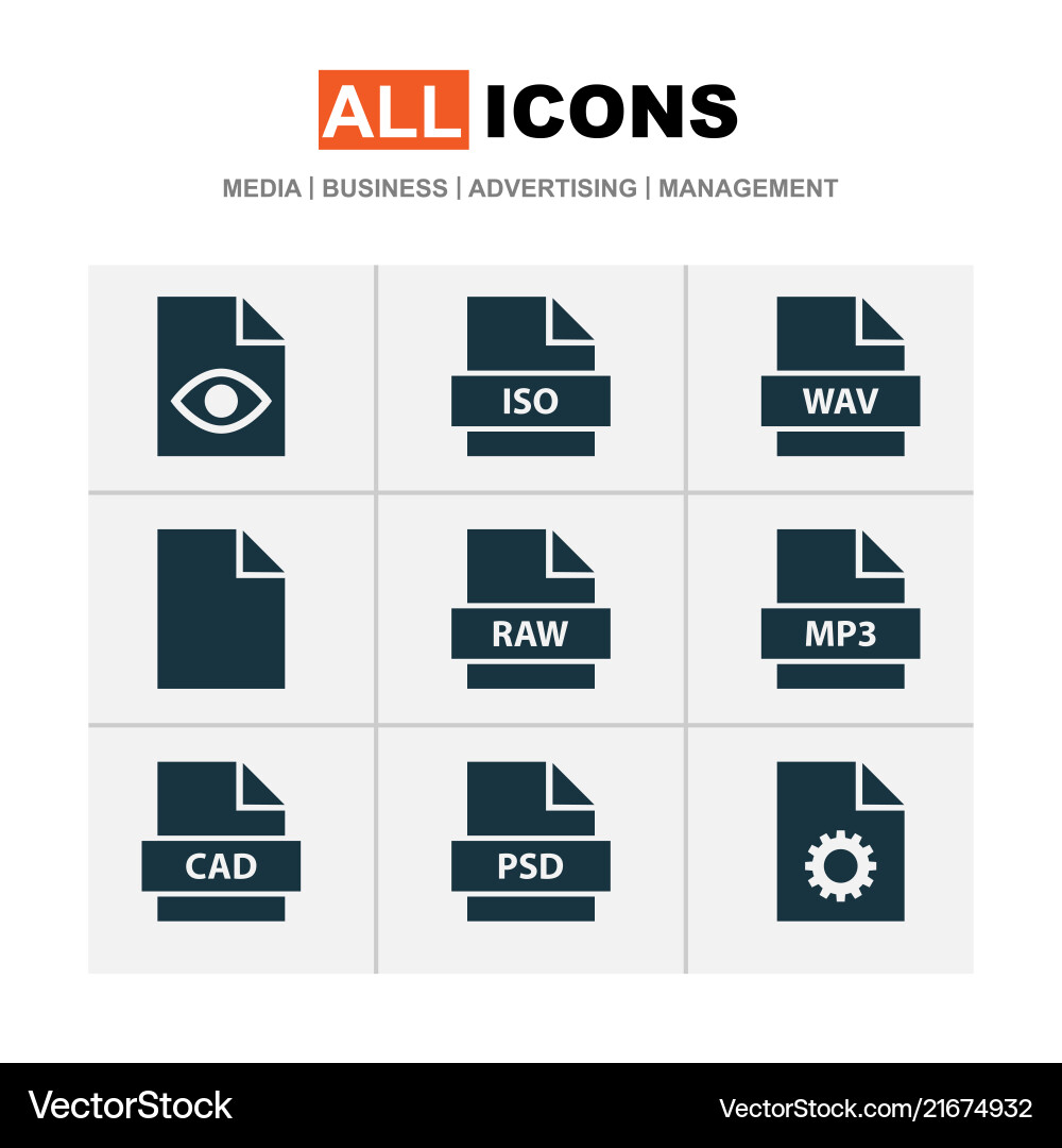 File icons set with iso system hidden and other File icons set with iso system hidden and other Vector Image