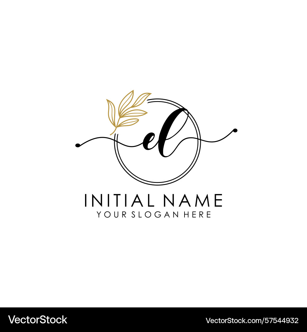 Handwritten el initial logo with botanical Vector Image
