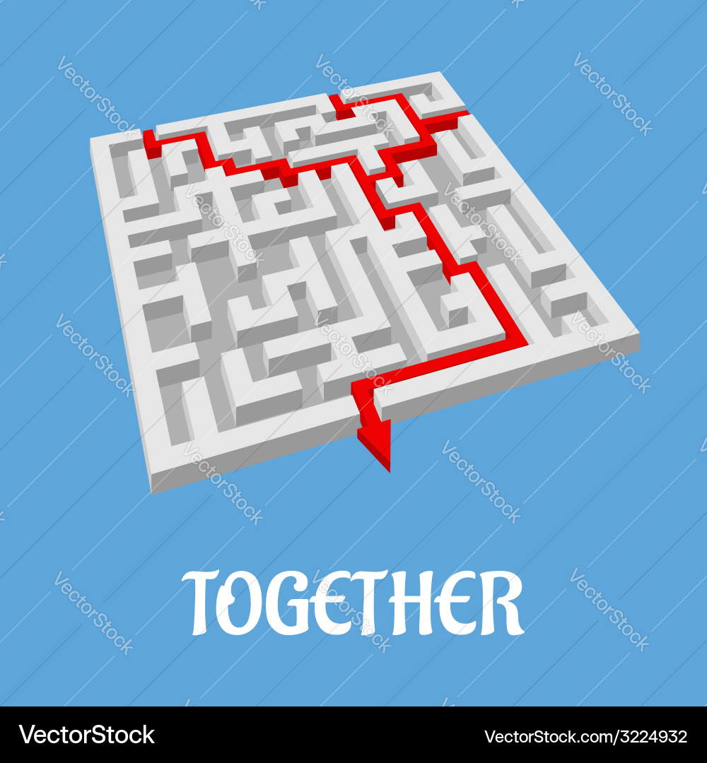 Labyrinth puzzle showing two alternative routes Vector Image