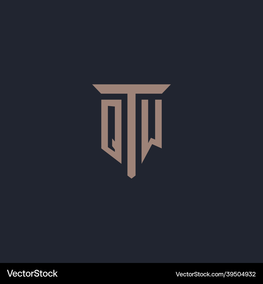 Qw initial logo monogram with pillar icon design Qw initial logo monogram with pillar icon design Vector Image