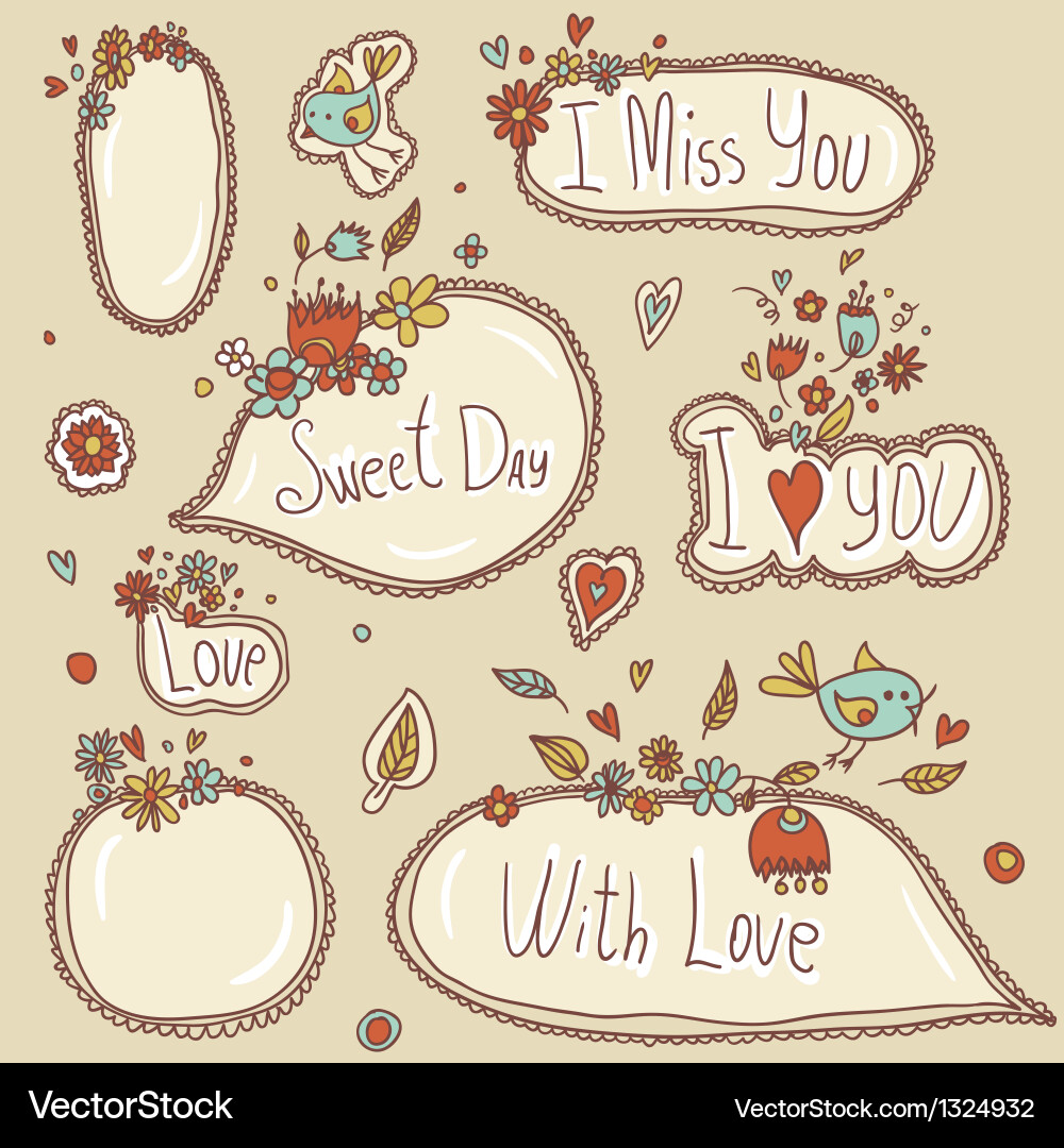 Satz von Sprache und Gedanken blobs Scrapbook Design vektorbild