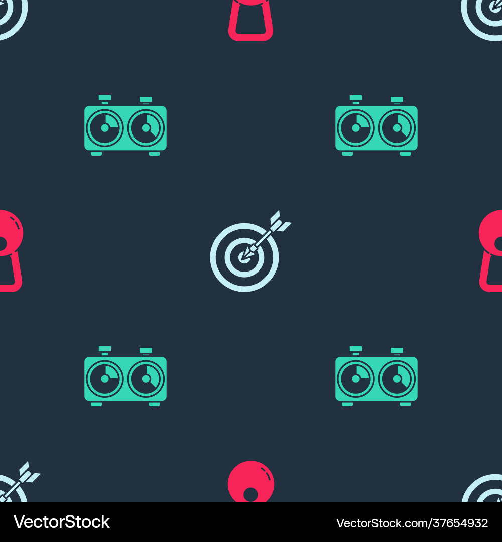 Set kettlebell target with arrow and time chess vector image