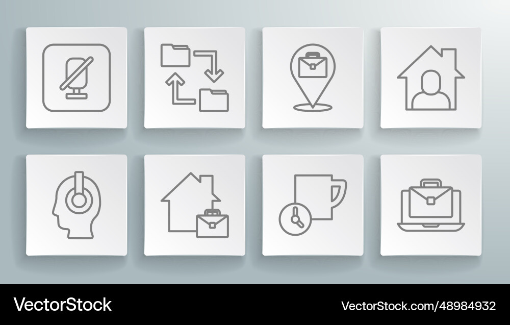 Set line freelancer cloud storage document folder Set line freelancer cloud storage document folder vector image